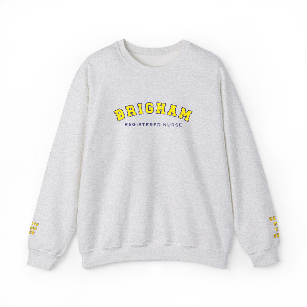 Embroidered Brigham Registered Nurse Crewneck Sweatshirt