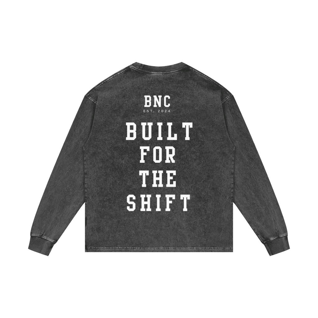 BNC Built for the Shift - Acid Wash Oversize Long Sleeve T-Shirt