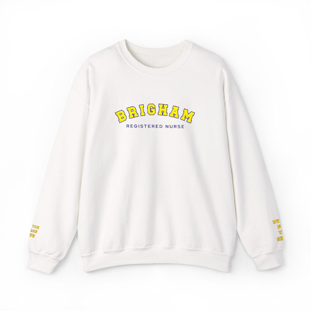 Embroidered Brigham Registered Nurse Crewneck Sweatshirt