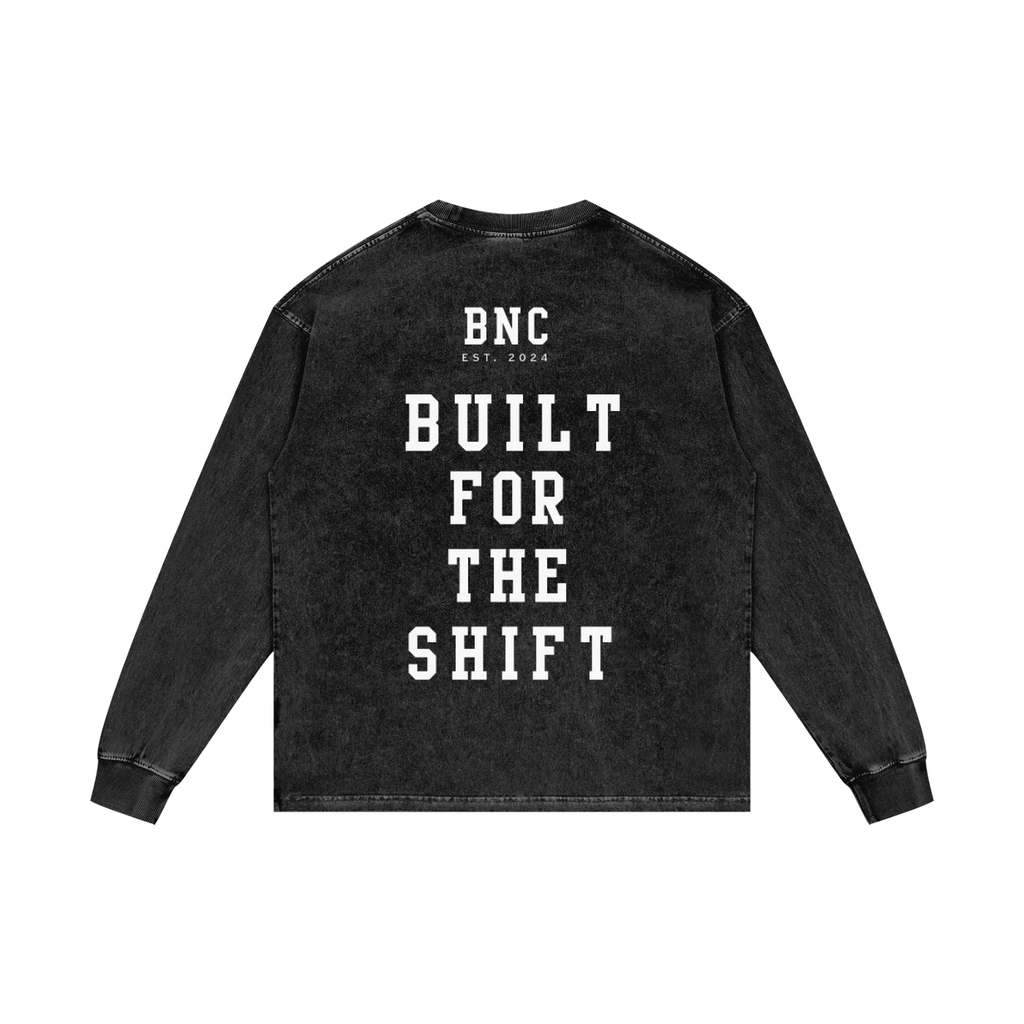 BNC Built for the Shift - Acid Wash Oversize Long Sleeve T-Shirt