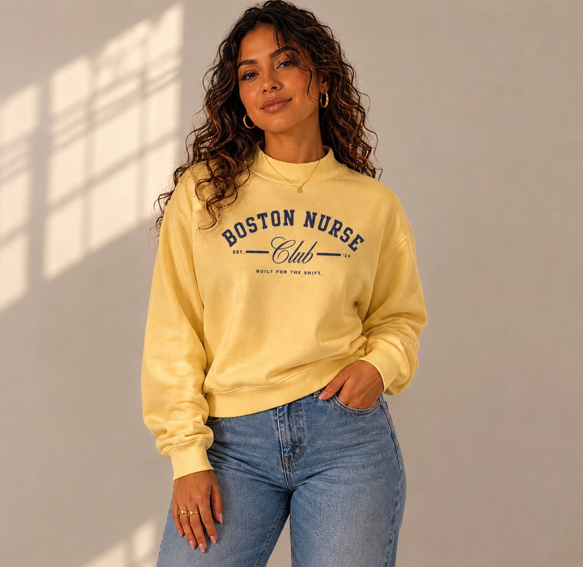 BNC Mock-Neck Crew Sweatshirt
