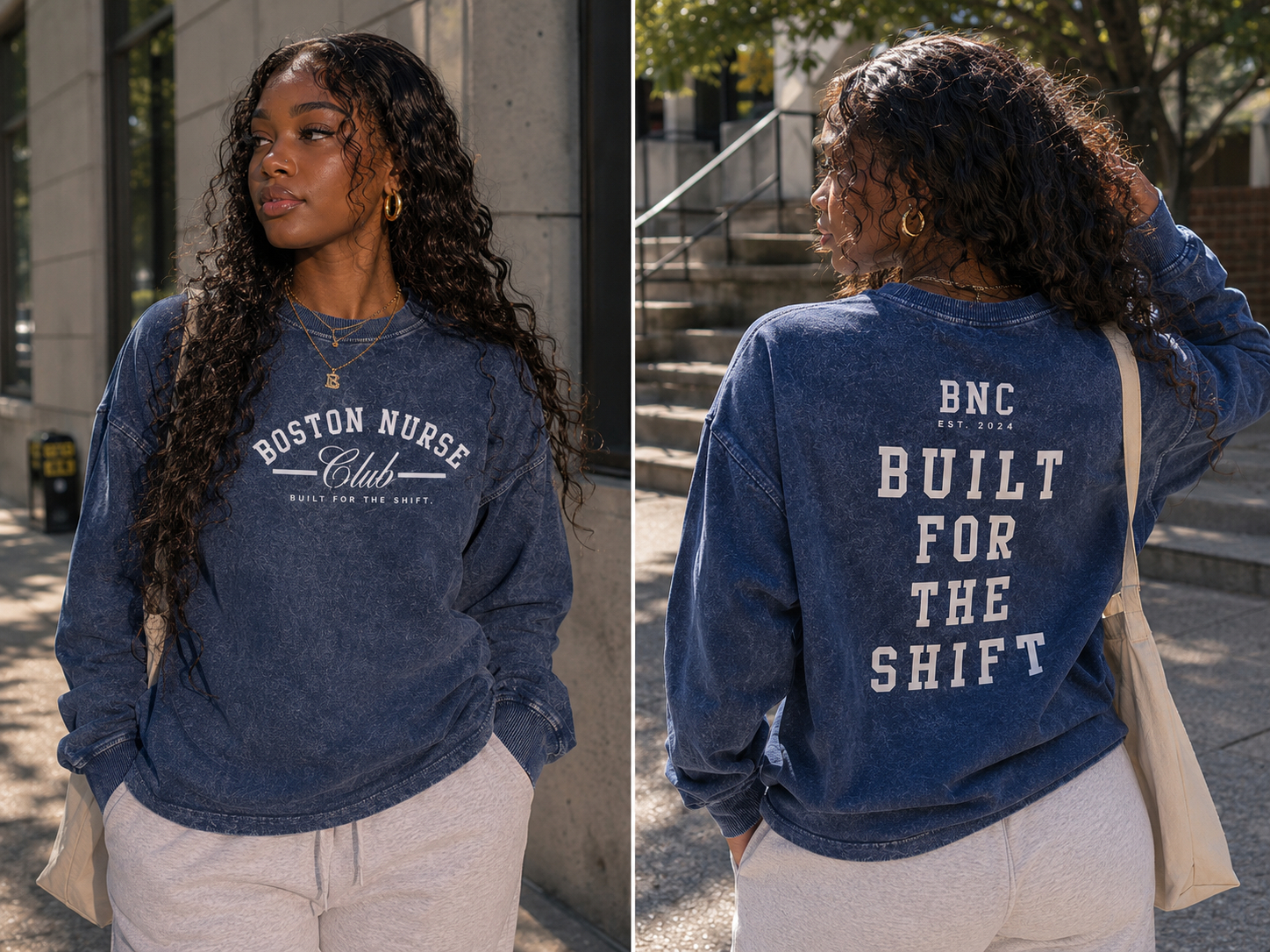 BNC Built for the Shift - Acid Wash Oversize Long Sleeve T-Shirt
