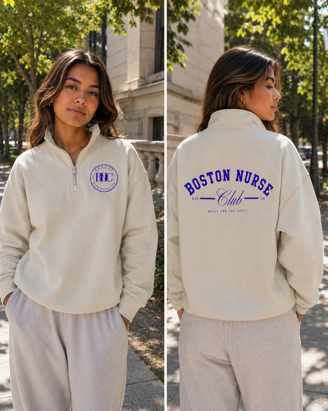 Quarter-Zip Drop Shoulder Sweatshirt