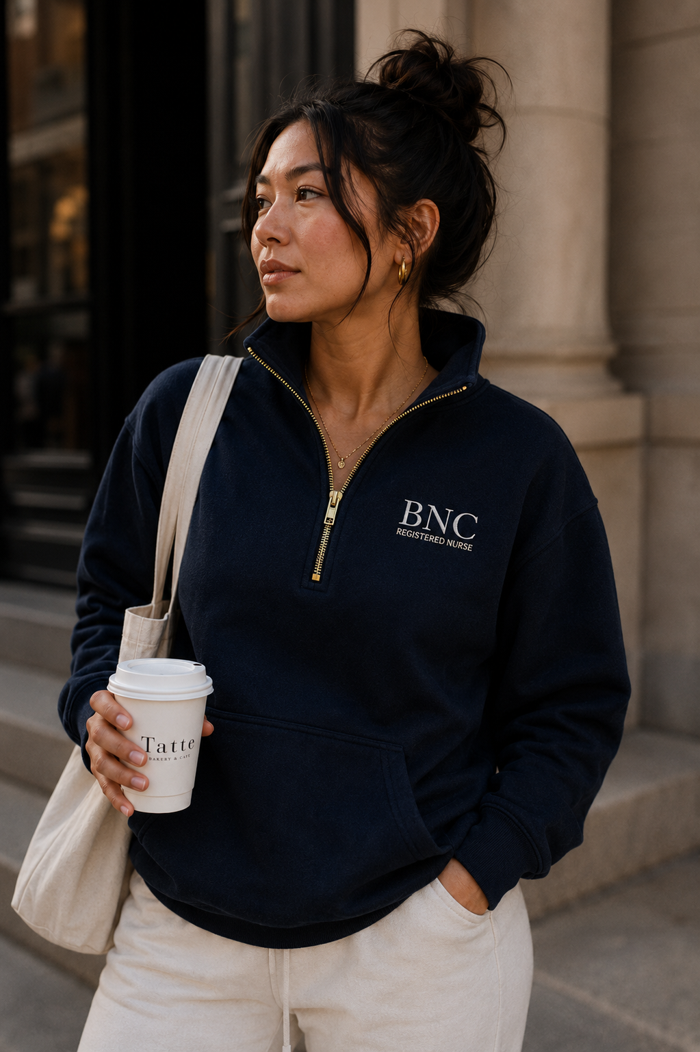 BNC Registered Nurse Cropped Quarter Zip Sweatshirt