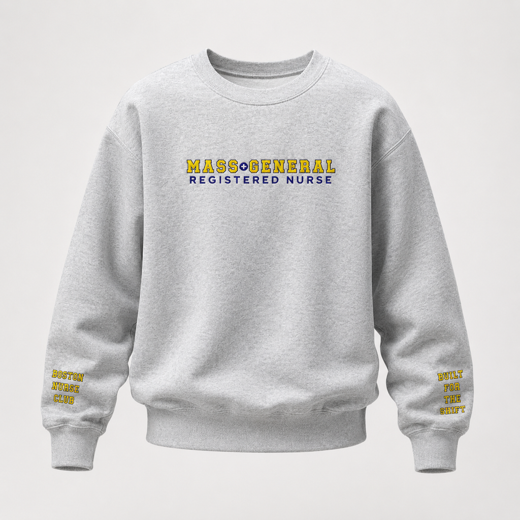 Embroidered Mass General Registered Nurse Crewneck Sweatshirt