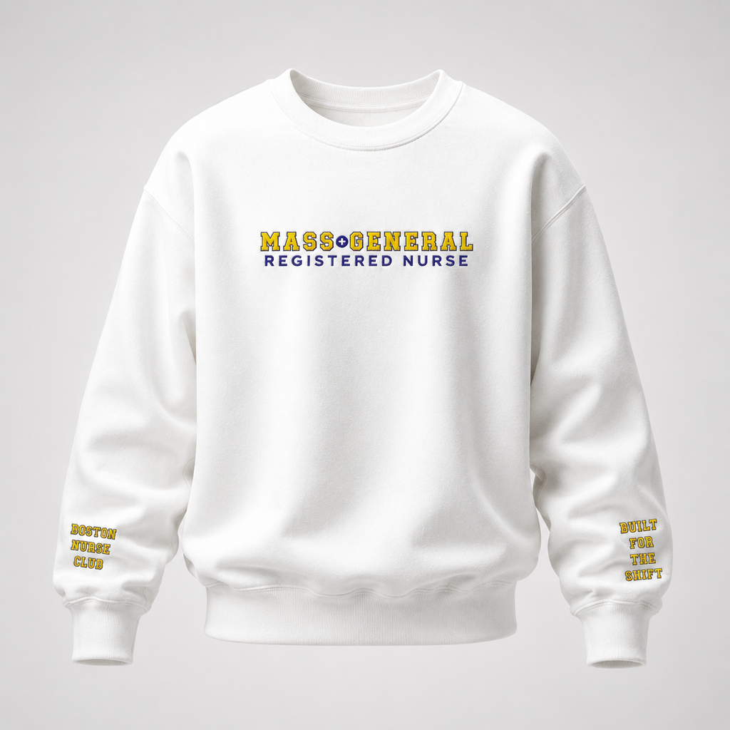 Embroidered Mass General Registered Nurse Crewneck Sweatshirt