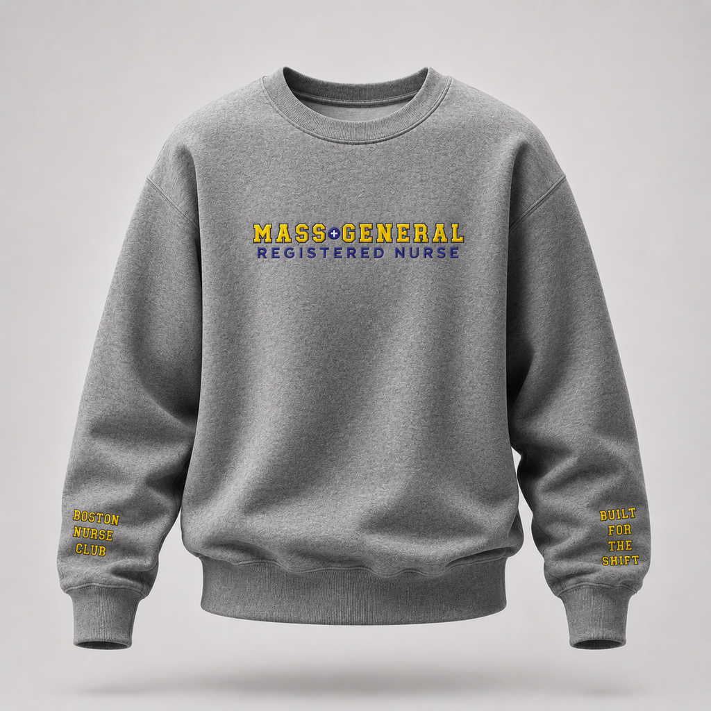 Embroidered Mass General Registered Nurse Crewneck Sweatshirt