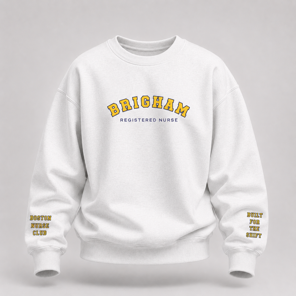 Embroidered Brigham Registered Nurse Crewneck Sweatshirt