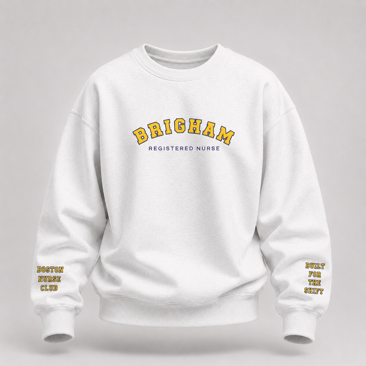 Embroidered Brigham Registered Nurse Crewneck Sweatshirt