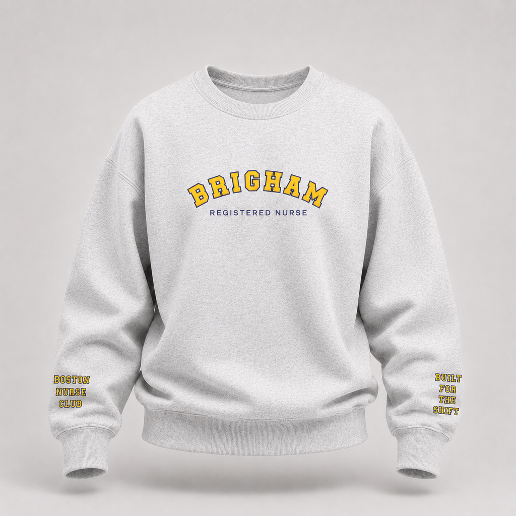 Embroidered Brigham Registered Nurse Crewneck Sweatshirt