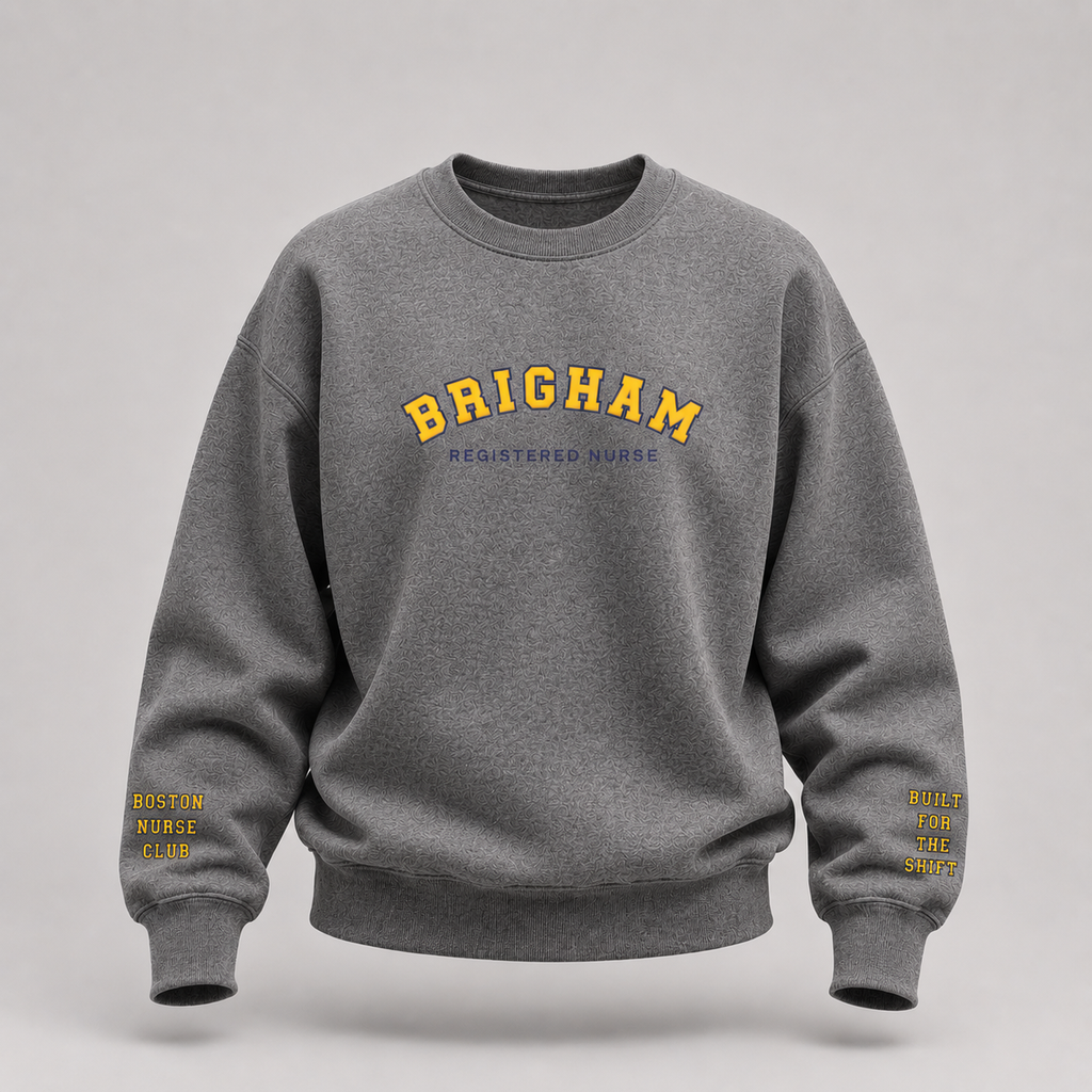 Embroidered Brigham Registered Nurse Crewneck Sweatshirt