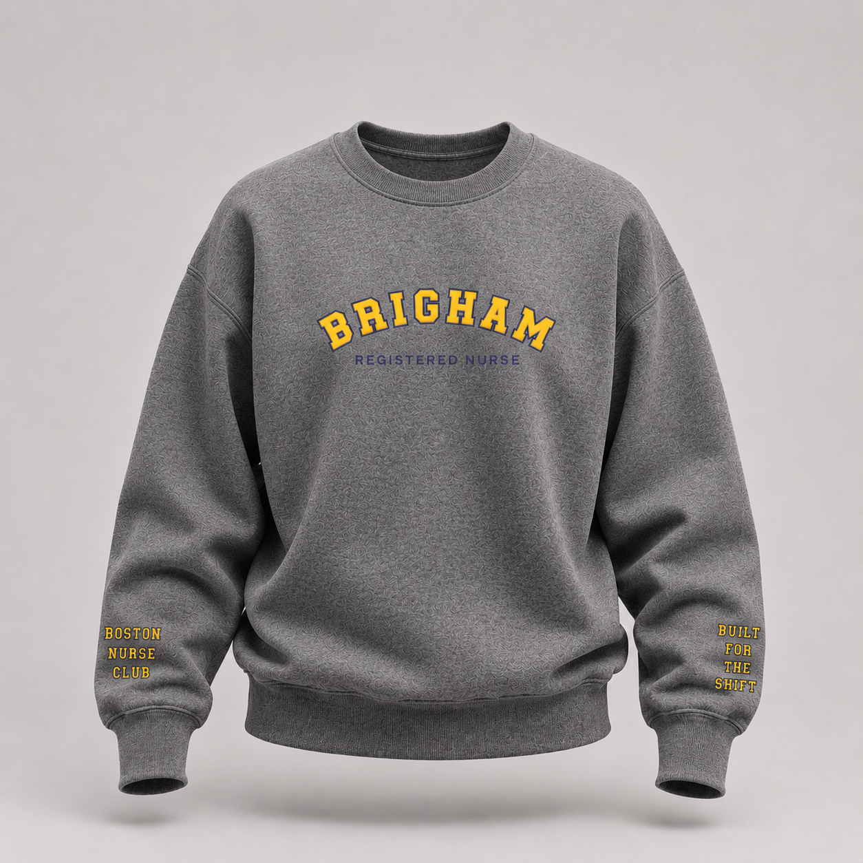 Embroidered Brigham Registered Nurse Crewneck Sweatshirt