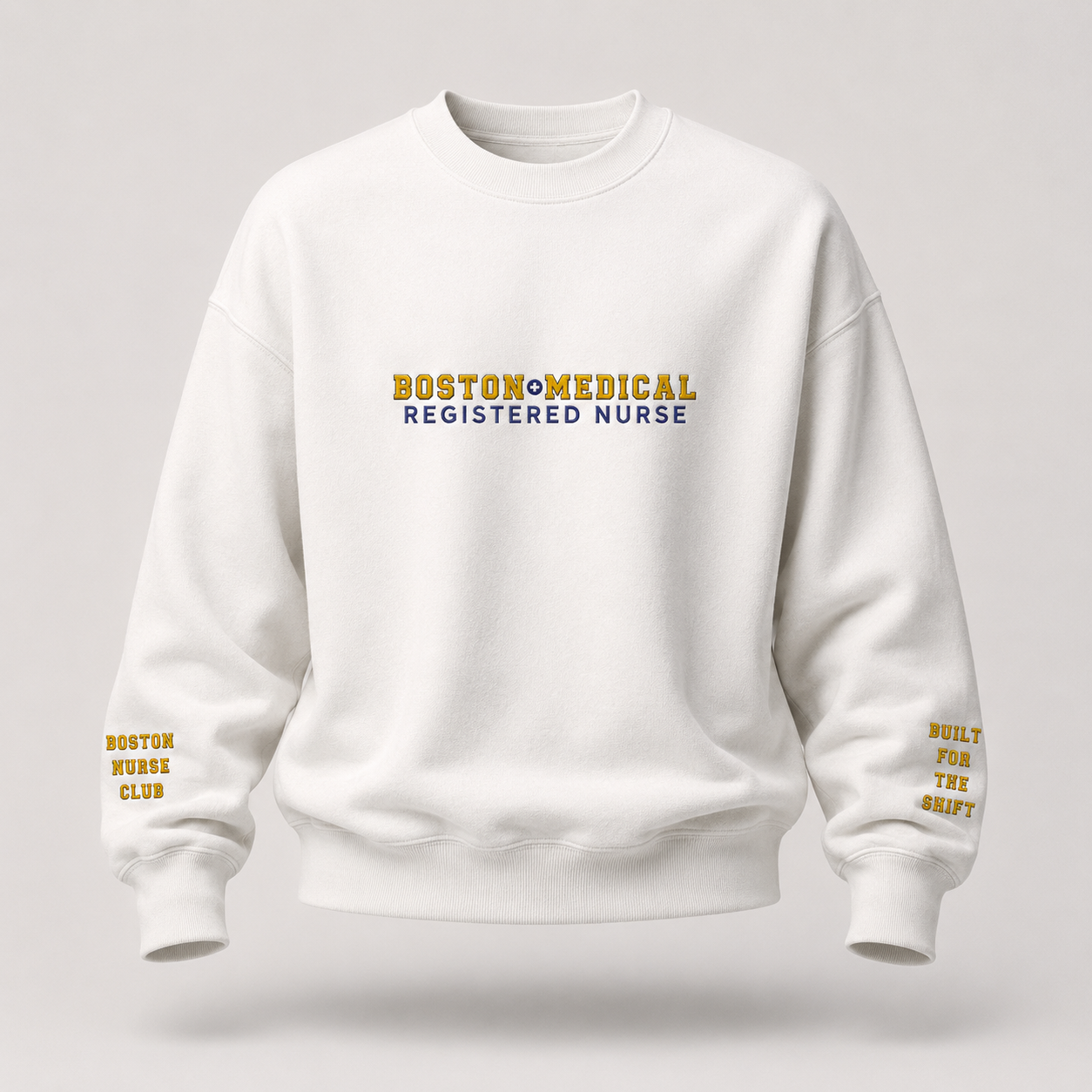 Embroidered Boston Medical Registered Nurse Crewneck Sweatshirt