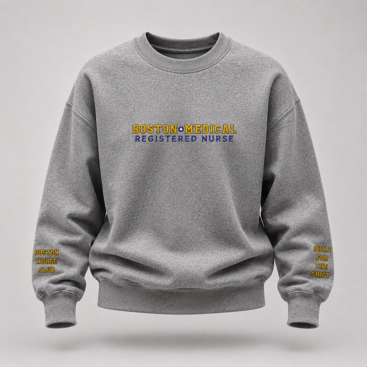 Embroidered Boston Medical Registered Nurse Crewneck Sweatshirt