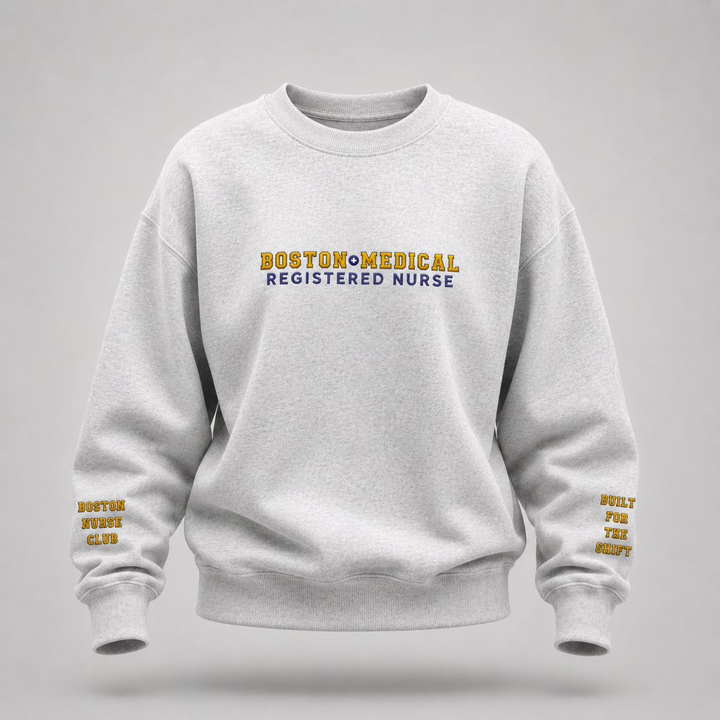 Embroidered Boston Medical Registered Nurse Crewneck Sweatshirt