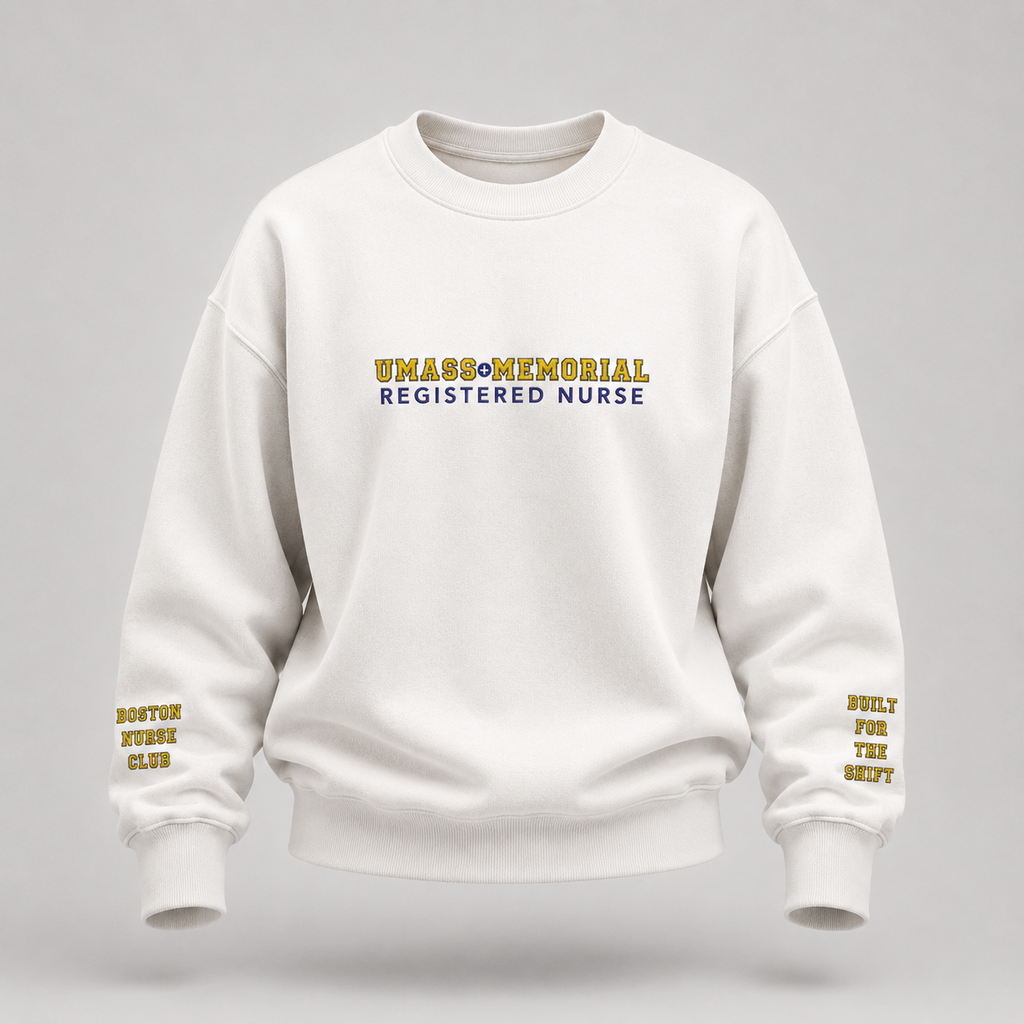 Embroidered UMass Memorial Registered Nurse Crewneck Sweatshirt