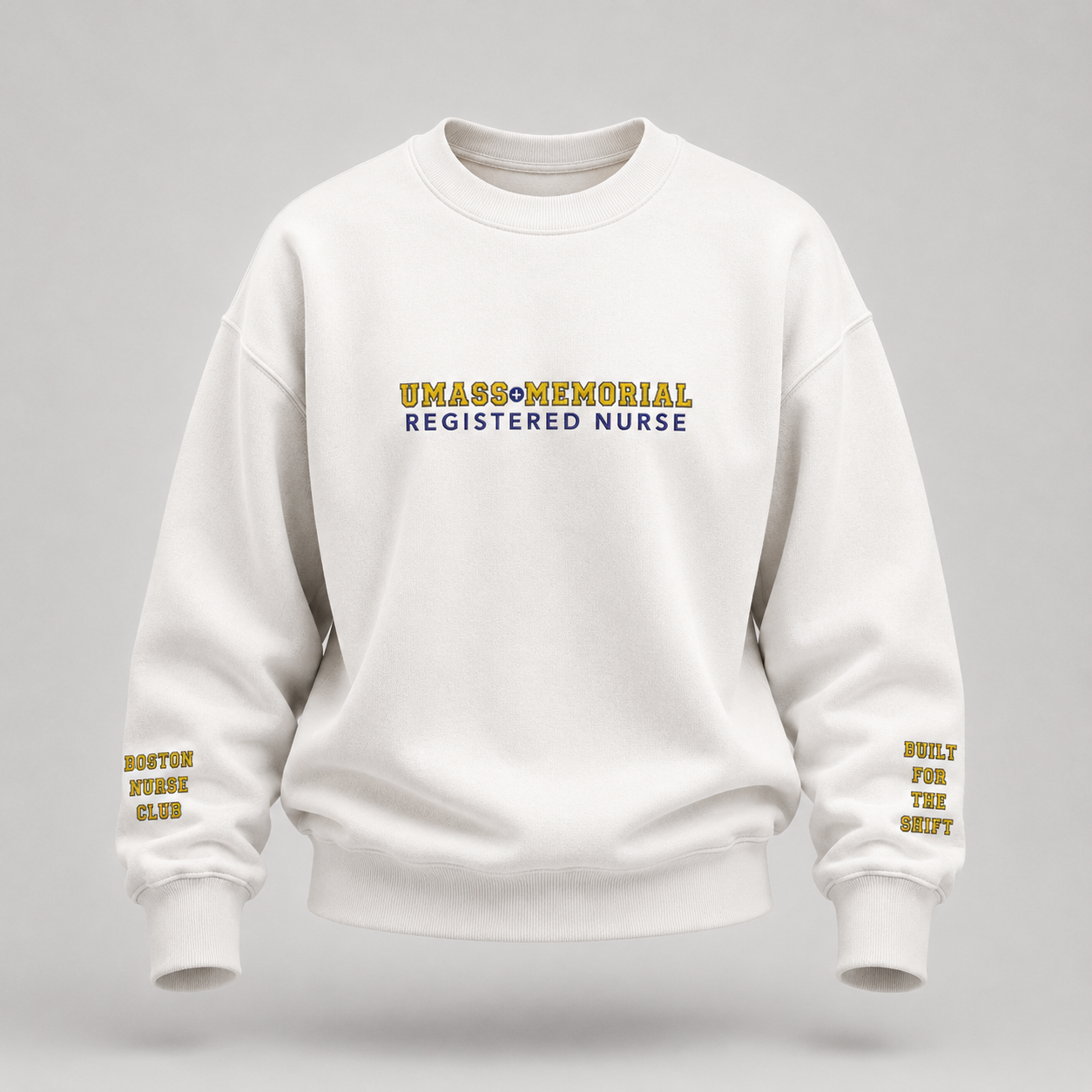 Embroidered UMass Memorial Registered Nurse Crewneck Sweatshirt