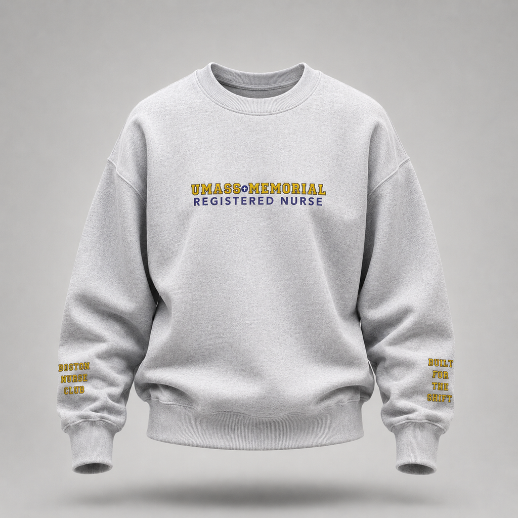 Embroidered UMass Memorial Registered Nurse Crewneck Sweatshirt