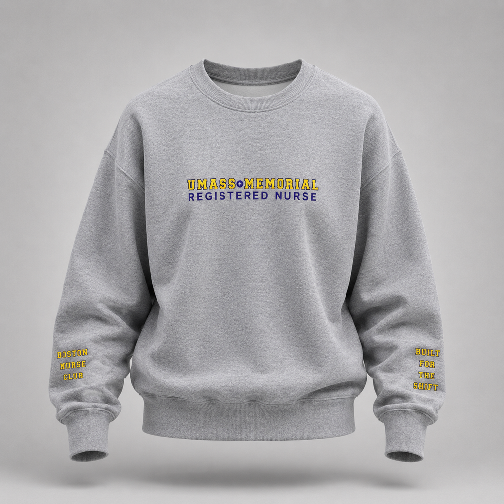 Embroidered UMass Memorial Registered Nurse Crewneck Sweatshirt