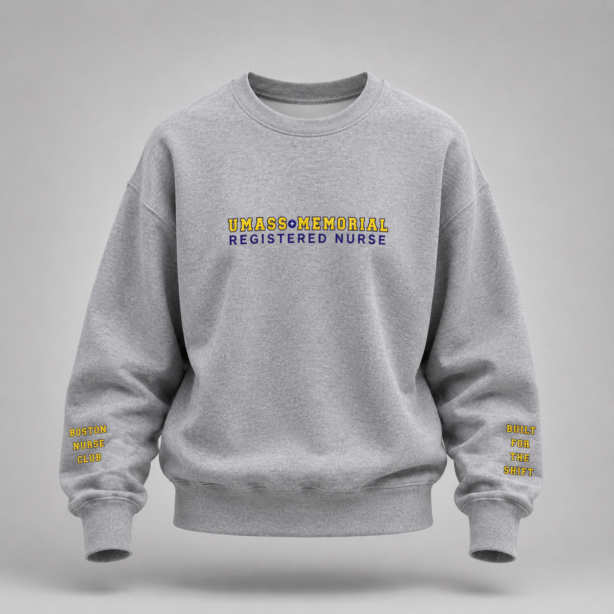 Embroidered UMass Memorial Registered Nurse Crewneck Sweatshirt